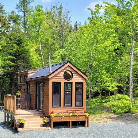 Private Brook-Side Tiny House in the Woods with Gazebo