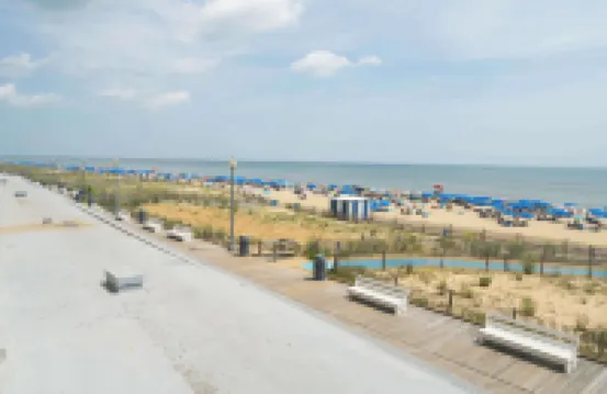 海濱星在木板路上！