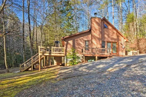Blue Ridge Mtns Creekside Cabin w/ Hot Tub + Pier!