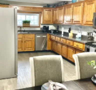 Pet friendly house with 3 king beds and fenced in back yard.