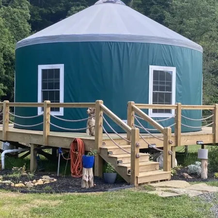 Magical Riverside Yurt, hot tub & the BRPW, pet friendly near Floyd, Va Hotels in Laurel Fork