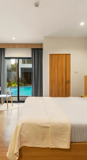 ห้องดีลักซ์พร้อมทางเข้าสระว่ายน้ำ