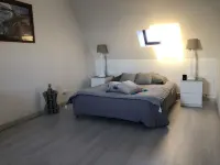 Fishing house in front of the sea.