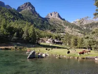 An ancient fairy-tale rascard, a chalet surrounded by nature