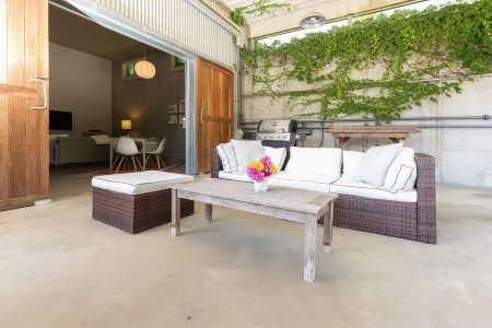 Newly Renovated Former Cider House with outdoor covered patio and gas grill.