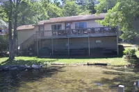 Waterfront property on pond with private dock .
