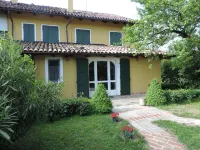 Isolated on hill, flat with terrace,garden among romanesque art,quiet,nature