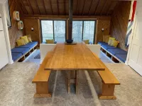 Mid-century A-frame style cabin with lake views near the heart of Amish Country