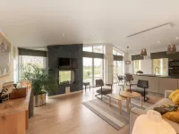 Modern Chalet with a Fireplace