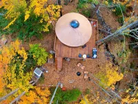 A yurt in the trees.  Close to Portland but close to nature.  Treeyurt Maine