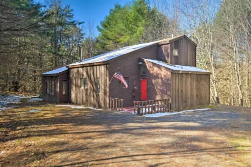 Spacious Catskill Mountains ski cabin with fire pit