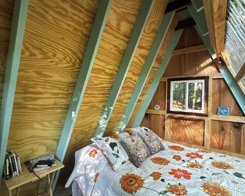 Charming A-frame cabin set in the woods overlooking deep wooded ravines. Hotels in Coles County