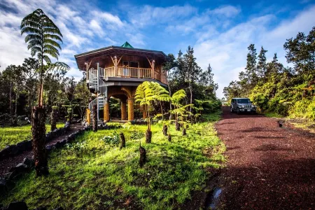 Bamboo Treehouse for 2 Near Volcanoes National Park