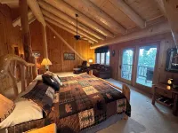 Total privacy, private beach, one of a kind full log home