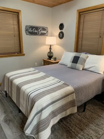 Cabin at Runestone Hideaway just steps from Heavener Runestone Park.