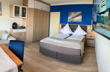 Your apartment with a wonderful panoramic view of the Burgtiefe marina