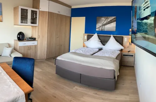 Your apartment with a wonderful panoramic view of the Burgtiefe marina