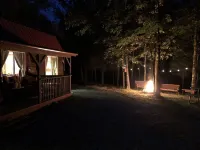 The cottage on the hill in the woods