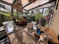 Big deluxe chalet with private jacuzzi, swimming pool on park.