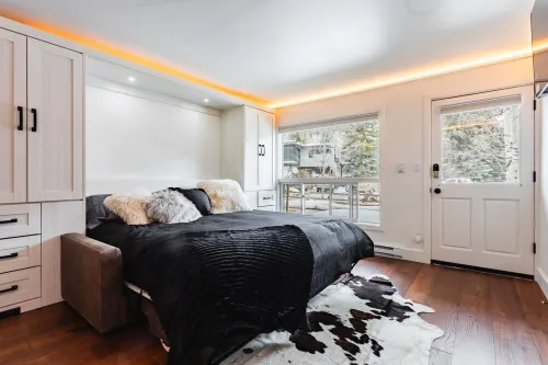 Ajax views and river patio! Newly remolded with King Murphy bed!