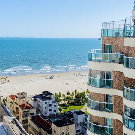 Stay Home Luxo | 1Min Praia Gonzaga | Rooftop, Piscina, Sauna & Gym
