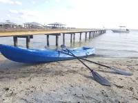 Lakefront getaway with white sand, clear water, gorgeous sunsets