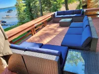 Beautiful Home w/ 2 fireplaces, Deck, and 75ft of Private Higgins Lake Frontage