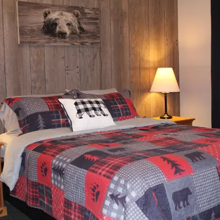 Lazy Bear Lodge on snow/UTV trails and lake