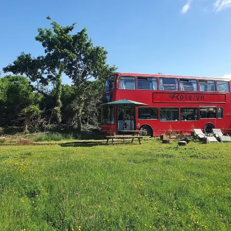 Double Decker Bus on an Alpaca Farm Sleeps 8