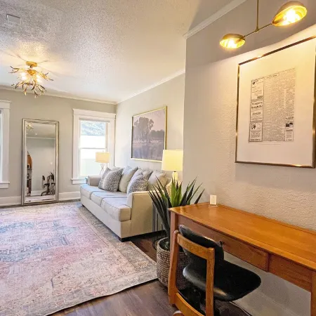 Full Kitchen // Spacious Living Room // Walk to Mineral Springs and Restaurants
