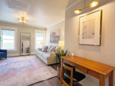 Full Kitchen // Spacious Living Room // Walk to Mineral Springs and Restaurants