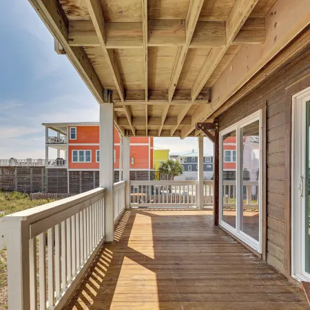 Deck & View: Oceanfront Oasis in Oak Island!