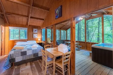 Cozy Romantic Cabin with Hot Tub on Screened Porch