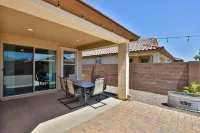 New 4 BR home with garage, pool, play area, splash pads, fenced backyard