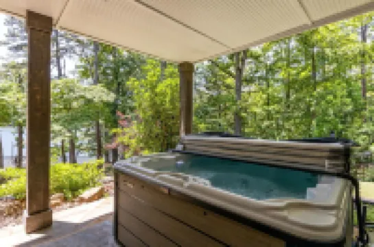 Lake Allatoona house with private dock, hot tub & fire pit. Family and groups!