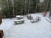 Secluded cozy cabin nestled among the hemlocks and rock formations in Hocking