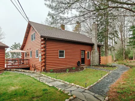 NEW!  3 Acre Log Cabin w/ Bay Views, Firepit & Grill Near Acadia
