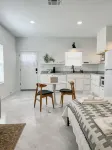 Upscale studio with skyline view
