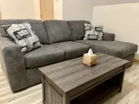 Gas Fireplace and Outdoor Landing with Seating - Charming Oasis