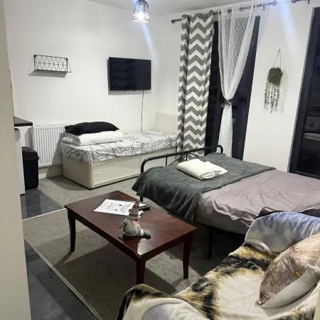 2 Bedroom Apartment with Balcony, Double Bed & Single Bed in living Room
