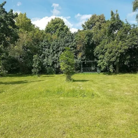 Holiday house with a large garden and swimming lake in the village