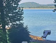 AUTHENTIC LAKEFRONT LOG CABIN-SLEEPS 10.  PRIVATE DOCK.  FIREPIT.