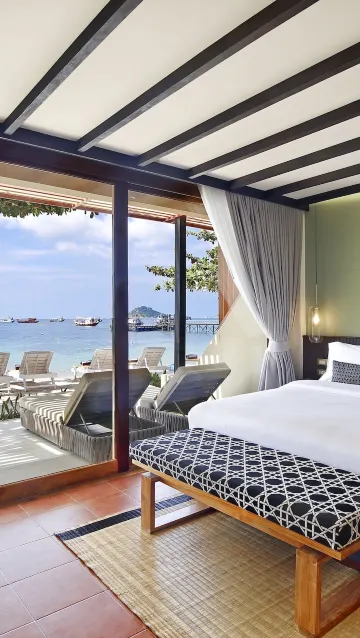 ห้องดีลักซ์เตียงคู่, 1 เตียงคิงไซส์, ลาน, วิวทะเล