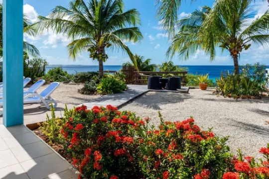 Luxury oceanfront villa, full AC private pool, direct ocean access, great diving