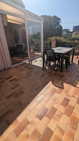 Upper villa with swimming pool and private grounds.