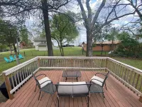 Monkey Island Escape sleeps 8, surrounded by nature with views of Grand Lake.