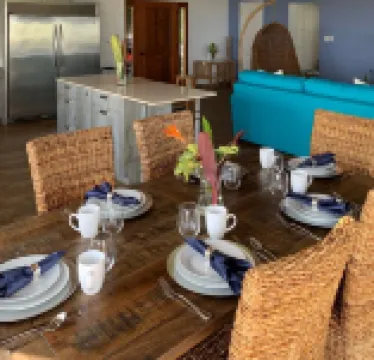 Spacious house with an amazing view of the ocean on a private deck.