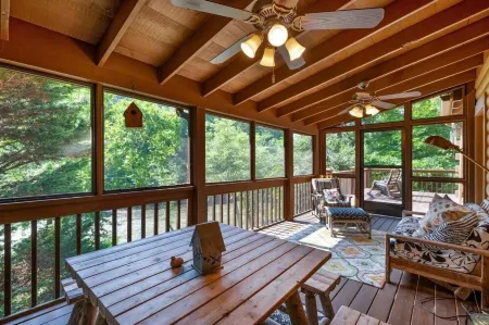 Mountain River Escape 4br 3.5ba on a rushing Coosawatee River.