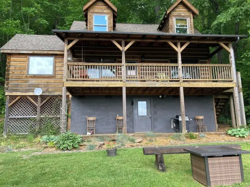 Balsam Mountain Cabin with waterfalls and a great year round view
