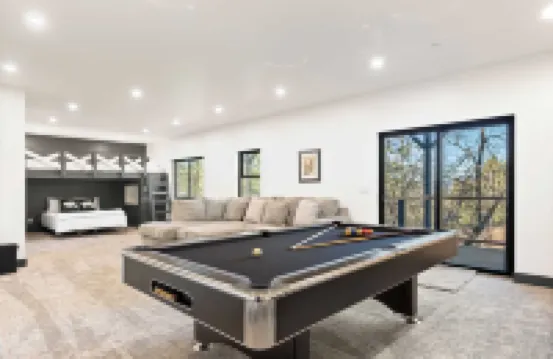 Modern Lodge Near Lake, Village, & Snow Summit Game Room, Decks, Firepit, Views